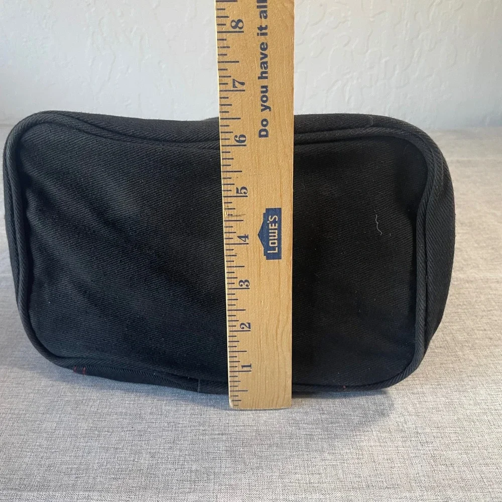 Guess Black Canvas Beauty Bag Red Triangle Logo Toiletry Cosmetic Case Travel